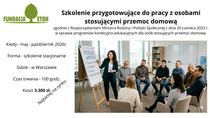 Szkolenie przygotowujące do pracy z osobami stosującymi przemoc domową