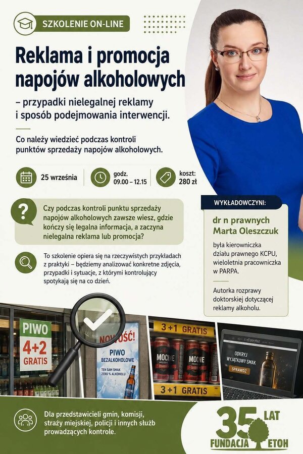 Reklama i promocja napojów alkoholowych – przypadki nielegalnej reklamy i sposób podejmowania interwencji.