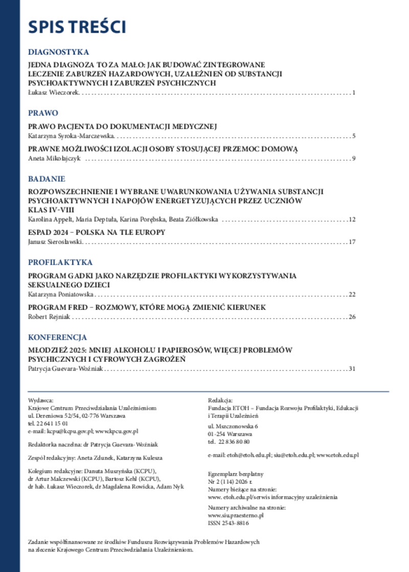 Serwis Informacyjny Uzależnienia - drugi numer kwartalnika